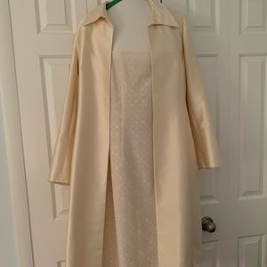 Ivory silk embroidered cocktail dress with jacket